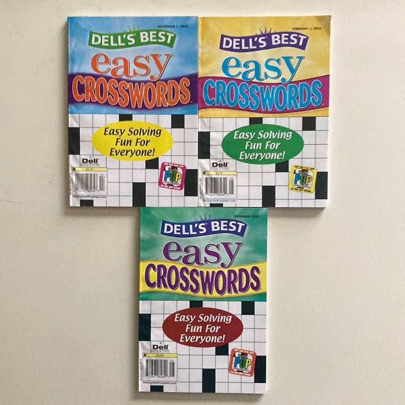 Lot of 3 Dell’s Best Easy Crossword Puzzle Books