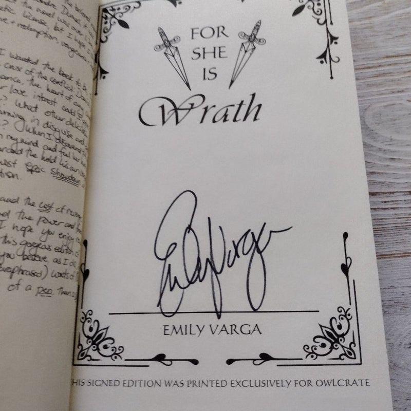 For She Is Wrath !!SIGNED OWLCRATE!!