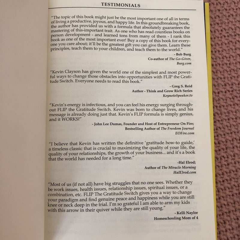 FLIP the Gratitude Switch by Kevin Clayson, Hardcover Pangobooks