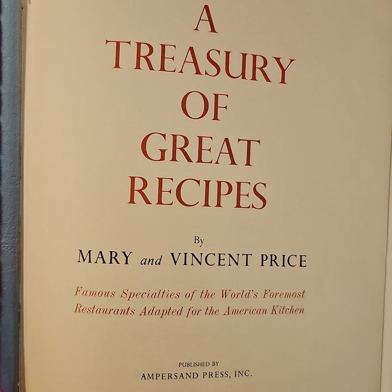 A Treasury of Great Recipes 1st Edition 1965 COLLECTIBLE 
