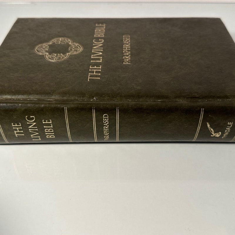 The Living Bible: Paraphrased by Tyndale House Green Leathered (Great condition)