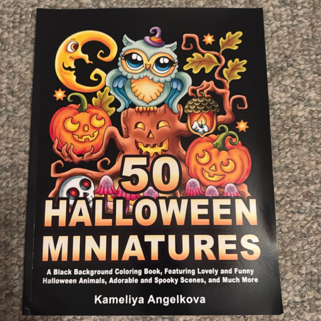 50 HALLOWEEN MINIATURES: a Black Background Coloring Book, Featuring Lovely and Funny Halloween Animals, Adorable and Spooky Scenes, and Much More