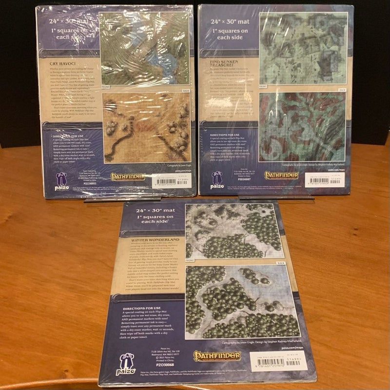 Pathfinder Flip-Mat Lot: Battlefield, Sunken City, Winter Forest, NEW in wrap