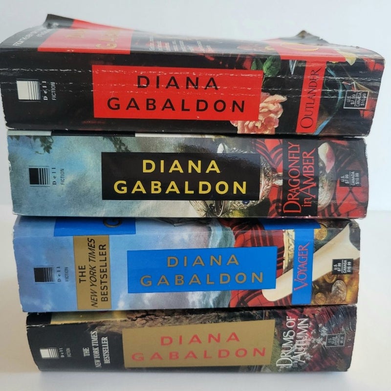 OUTLANDER SERIES BOOKS #1-4 VINTAGE 1990s GOLD EMBOSSED COVERS PAPERBACK
