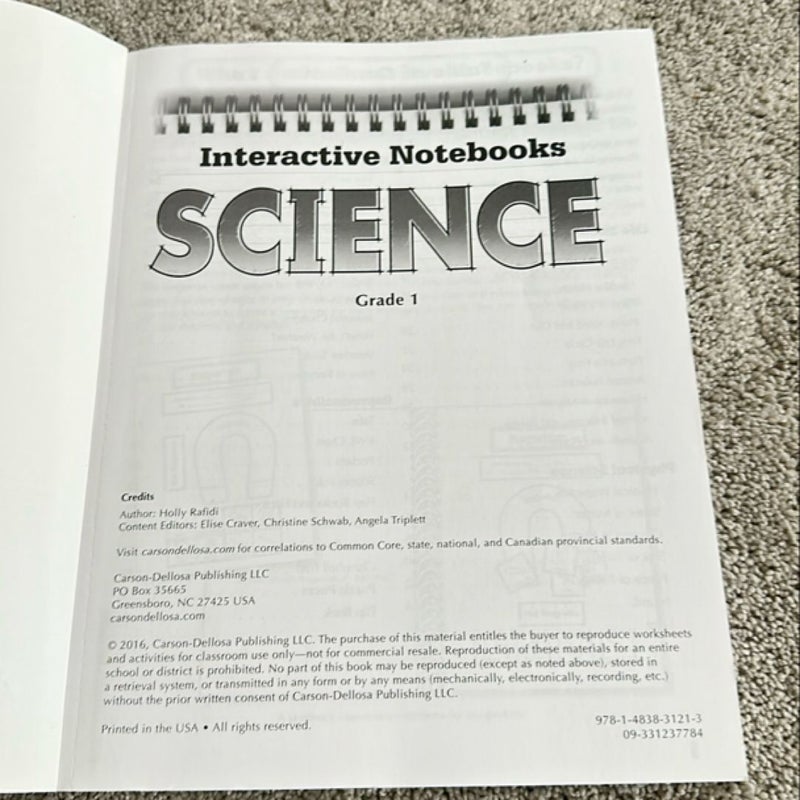 Science Grade 1 Interactice Notebook