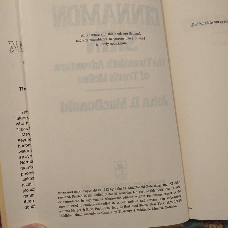 Cinnamon Skin --  Book Club Edition 1982