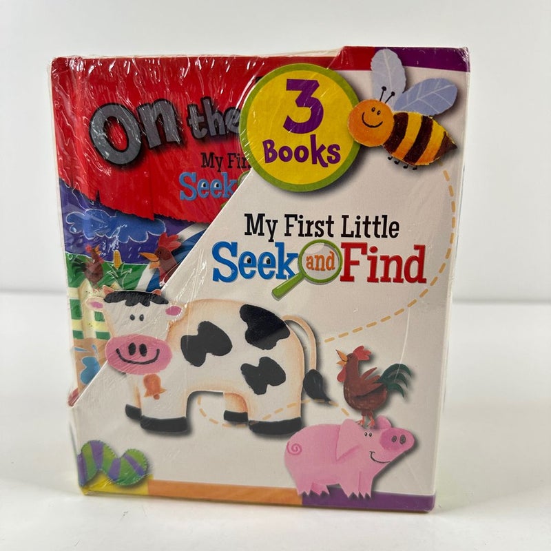 My First Little Seek and Find book box, 3 books Farm, Bugs and Sea, NEW