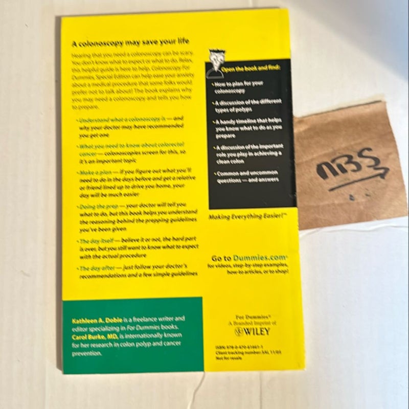 Kathleen A. Dobie Colonoscopy for Dummies ~ Special Edition 