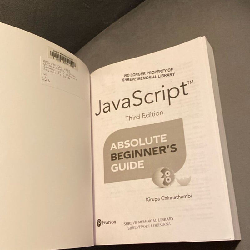 Javascript Absolute Beginner's Guide, Third Edition