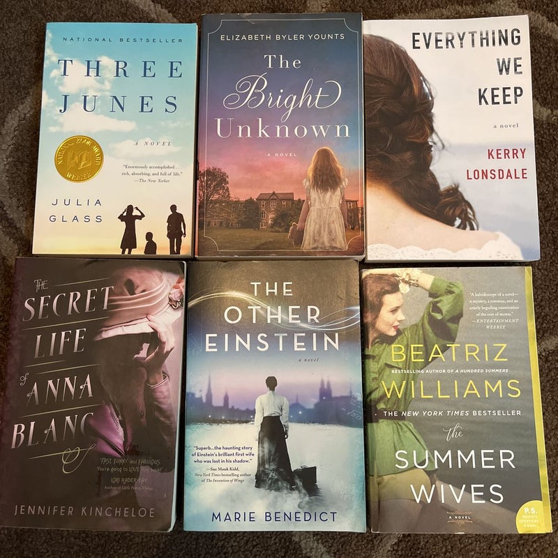 Bundle of 6 novels: The Other Einstein, The Summer Wives, Everything We Keep, The Bright Unknown, Three Junes, The Secret Life of Anna Blanc