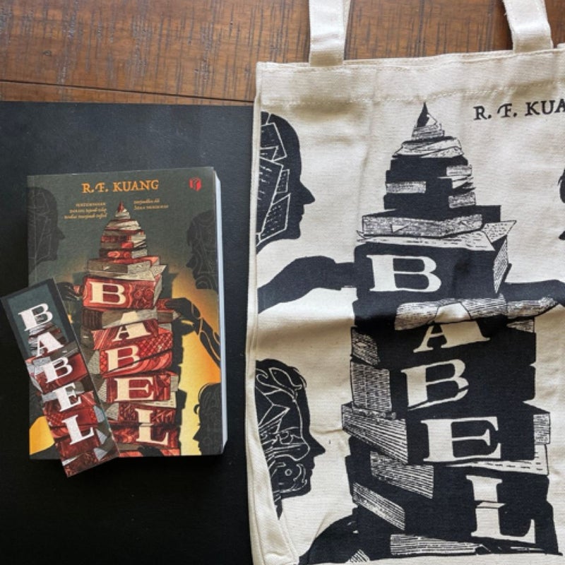 Babel Indonesian edition with matching bookmark and tote bag