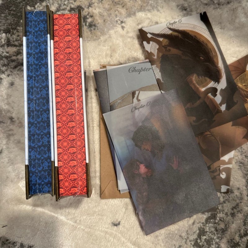 Fourth Wing, Iron Flame and ovrlays Bookish Box edition