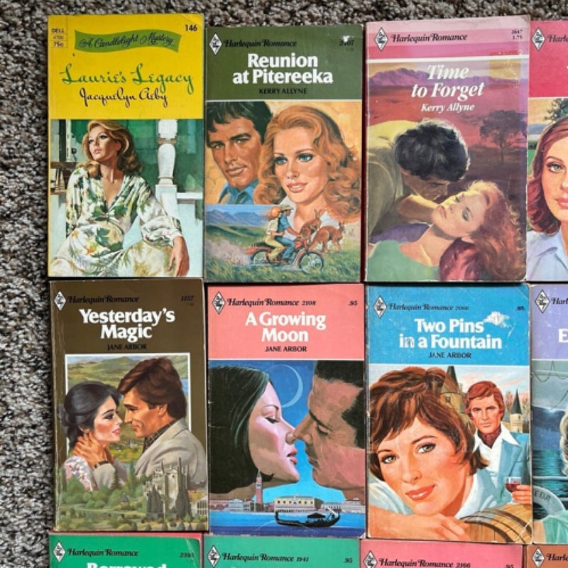 20 vintage harlequin books from the 1950’s - 1980’s