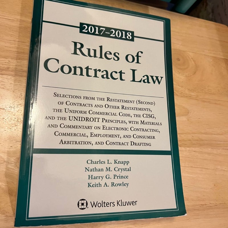 Rules of Contract Law, 2017-2018 Statutory Supplement