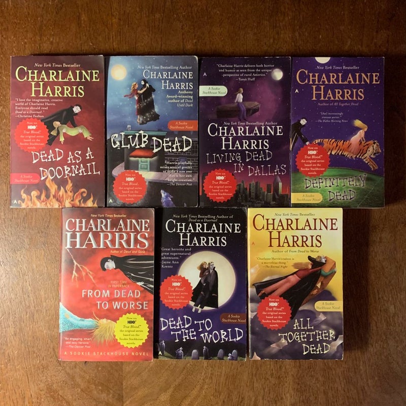 Charlaine Harris 7 Book Collection: All Together Dead, Dead to the World, From Dead to Worse, Definitely Dead, Living Dead in Dallas, Club Dead, Dead as a Doornail