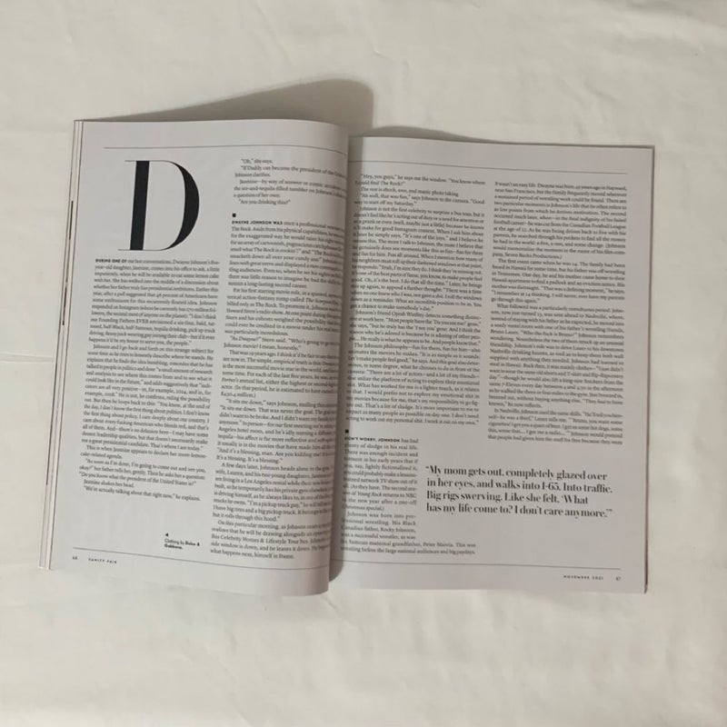 Vanity Fair Dwayne Johnson “The Passion of” Issue November 2021 Magazine