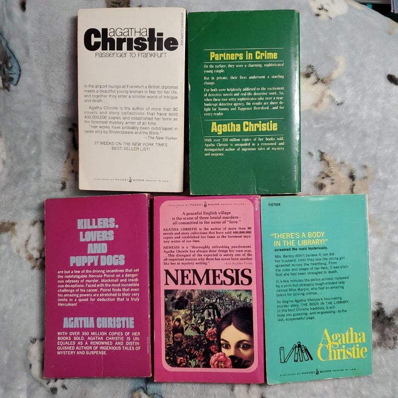 The Body in the Library, Partners in Crime, Passenger to Frankfurt, Nemesis, The Labors of Hercules (colored page edges bundle)