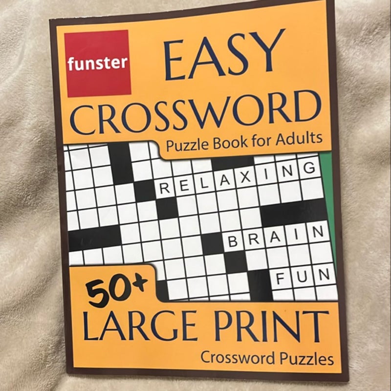 Funster Easy Crossword Puzzle Book for Adults - 50+ Large Print Crossword Puzzles