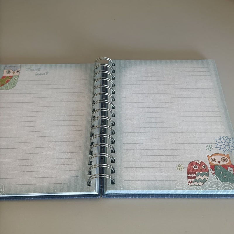 Hardcover Spiral Bound Owl Notebook Lined Pages