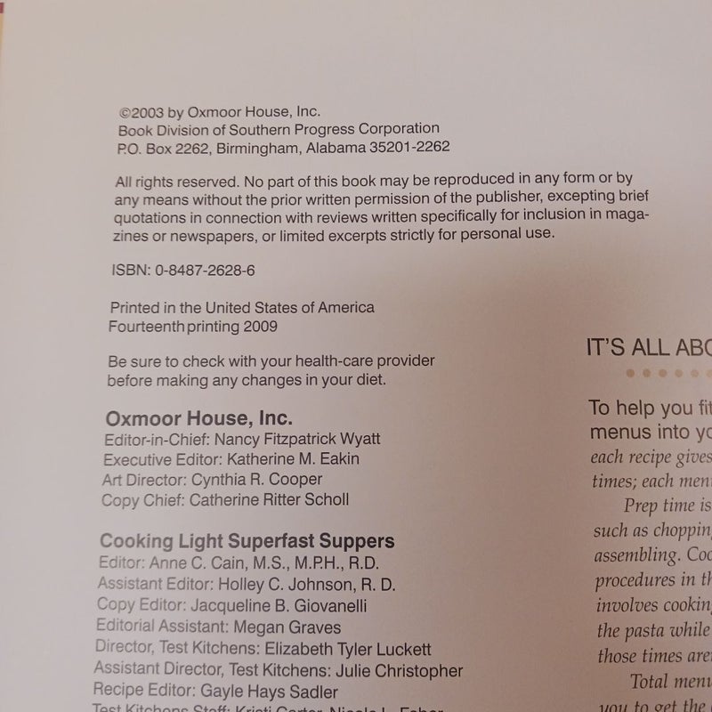 Cooking Light® Superfast Suppers