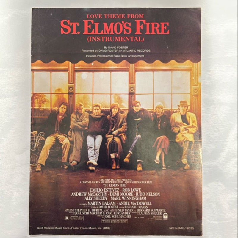 ST ELMOS FIRE THEME Sheet Music Vintage 1985 Movie Song Instrumental Guitar 