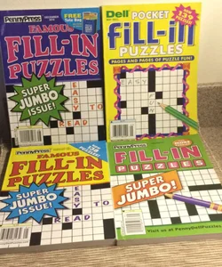 Penny Press Famous Fill-In Puzzle Bundle - 4 New (no writing inside)