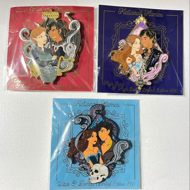 Fictional Flames bookish pins (read description before buying)