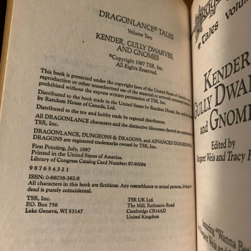 Vintage DragonLance: Kender, Gully Dwarves and Gnomes, Tales 2, 1987 First Edition First Printing