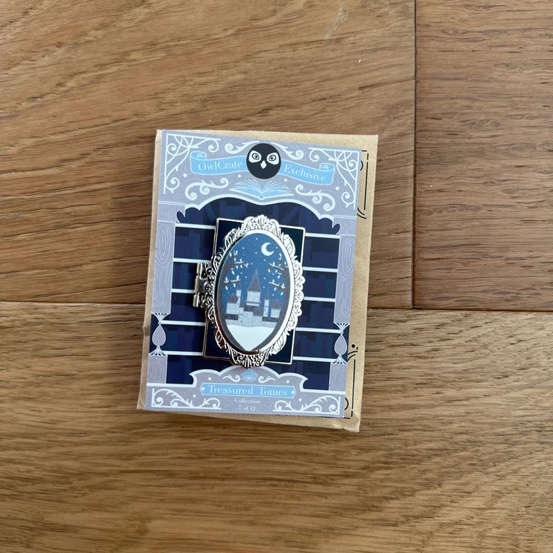 Spinning Silver Owlcrate exclusive pin 