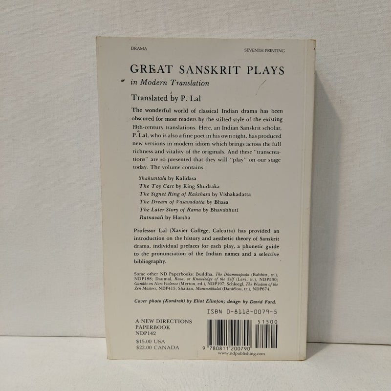 Great Sanskrit Plays in Modern Translation