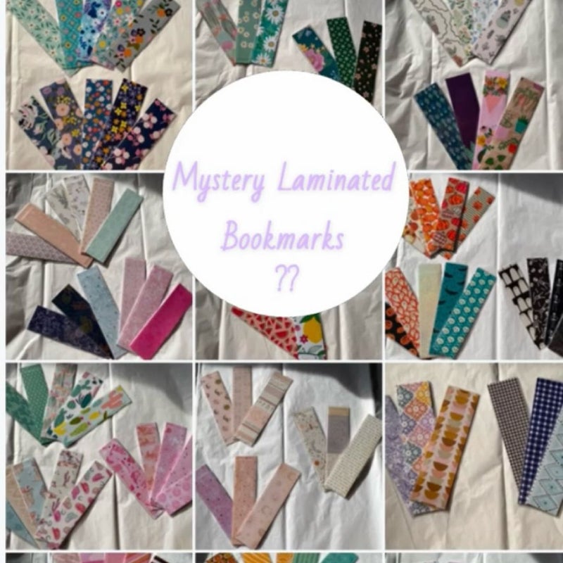 5 mystery handmade laminated bookmarks