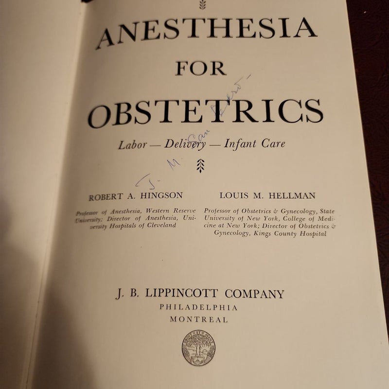 Anesthesia of Obstetrics