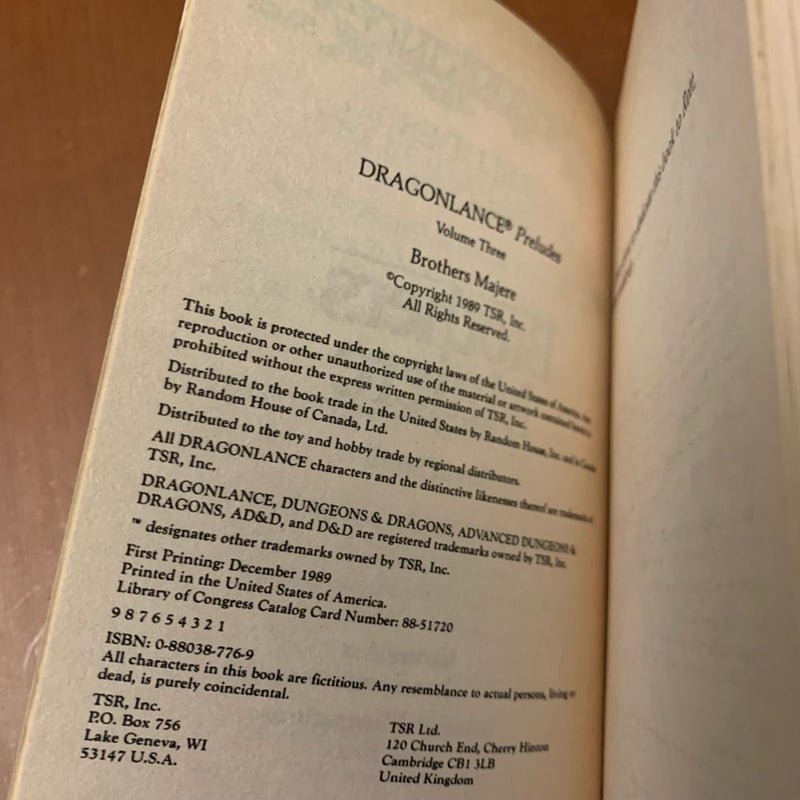 DragonLance: Brothers Majere, Preludes 3, First Edition First Printing