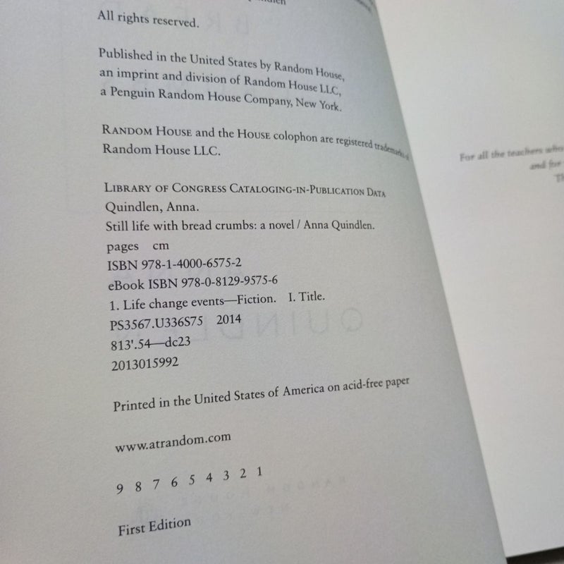 Still Life with Bread Crumbs - First Edition (Printing 1)