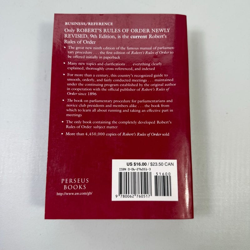 Robert's Rules of Order Newly Revised