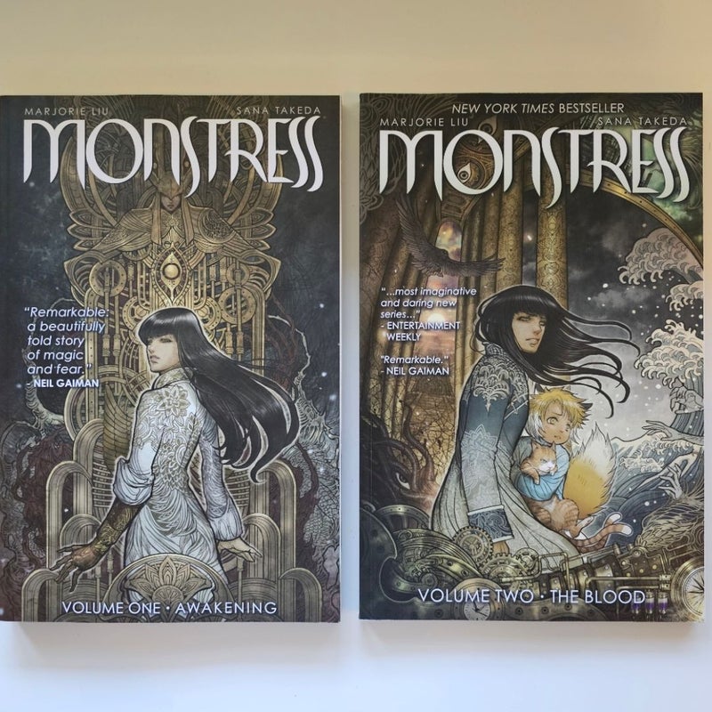 Monstress Volume 1 Double Signed and Monstress Volume 2 graphic novels