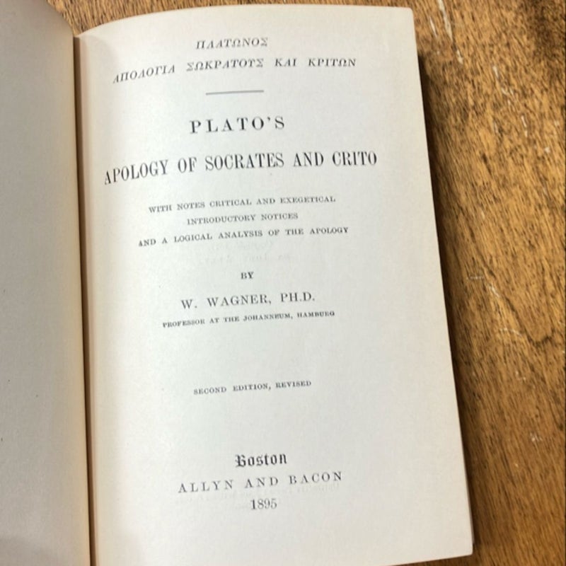 Plato’s Apology of Socrates and Crito (1895)