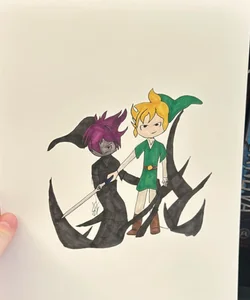 Hand drawn link and dark link print