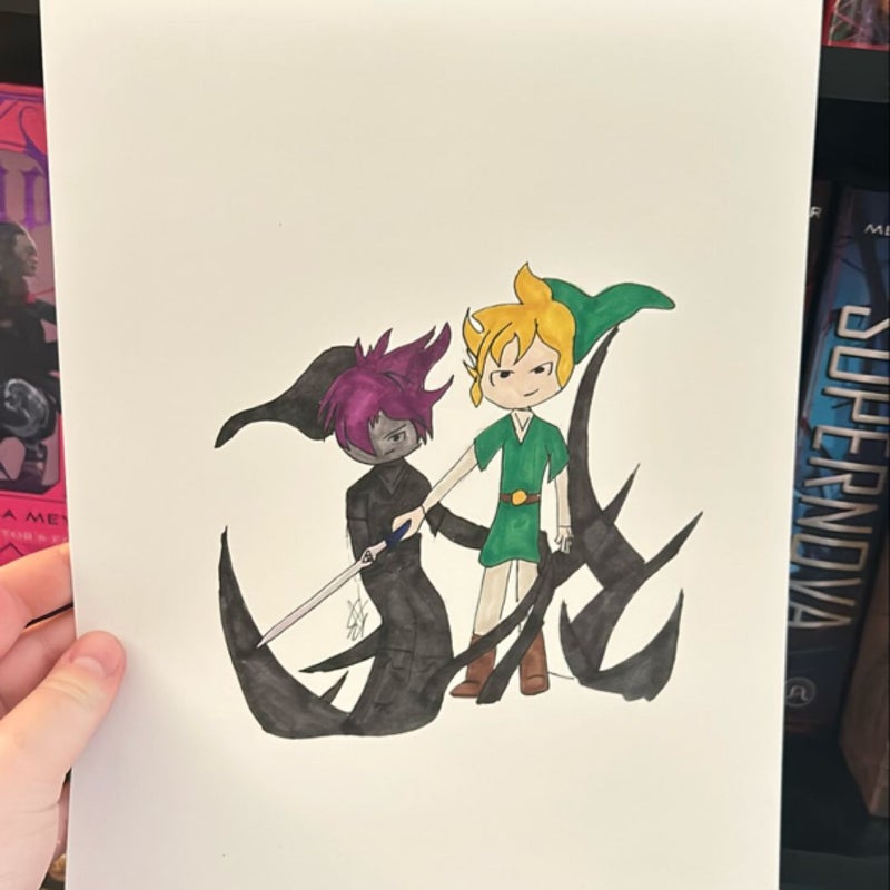 Hand drawn link and dark link print