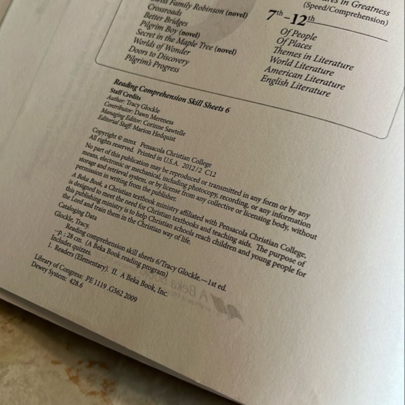 Reading Comprehension Skill Sheets 6