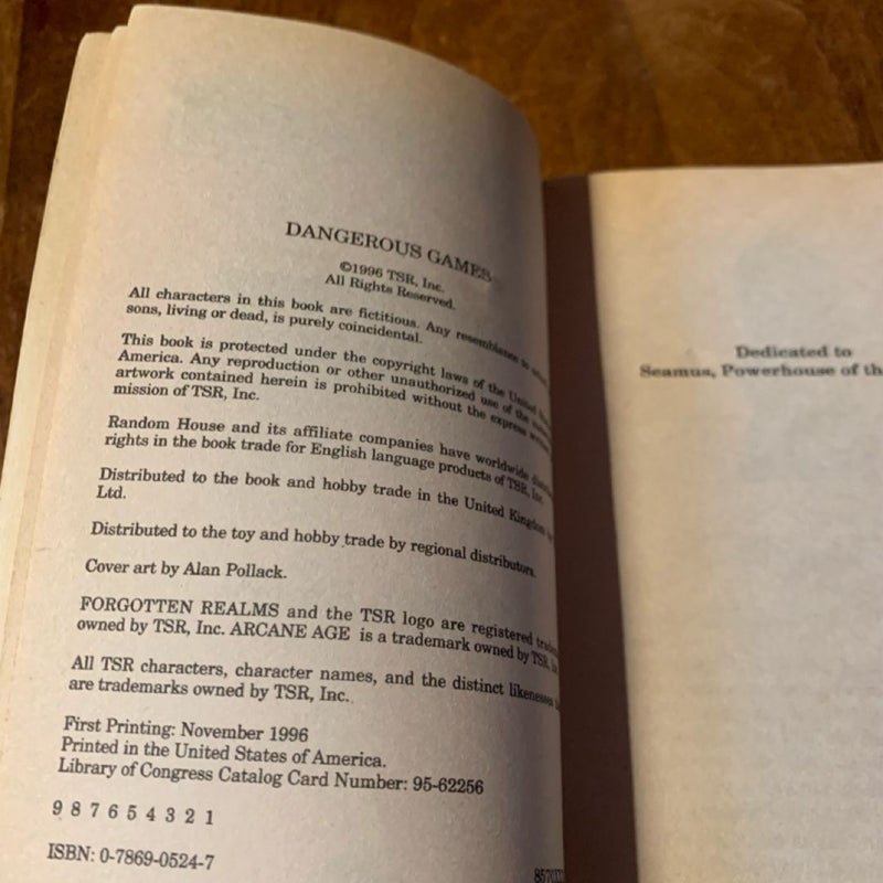 Dangerous Games, First Edition First Printing