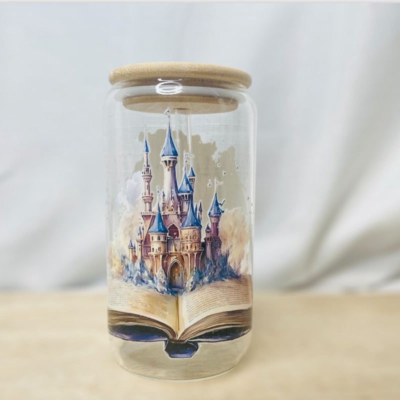 Fantasy Castles book glass can tumbler 