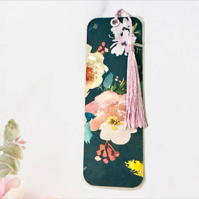 Flower Design Tasseled Bookmark