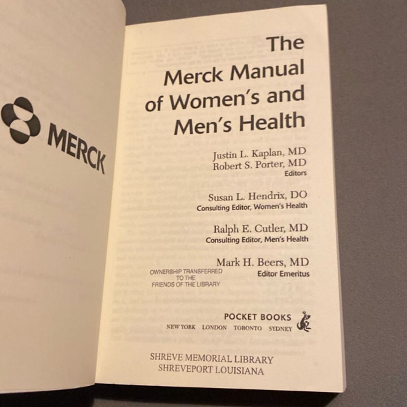 The Merck Manual of Women's and Men's Health
