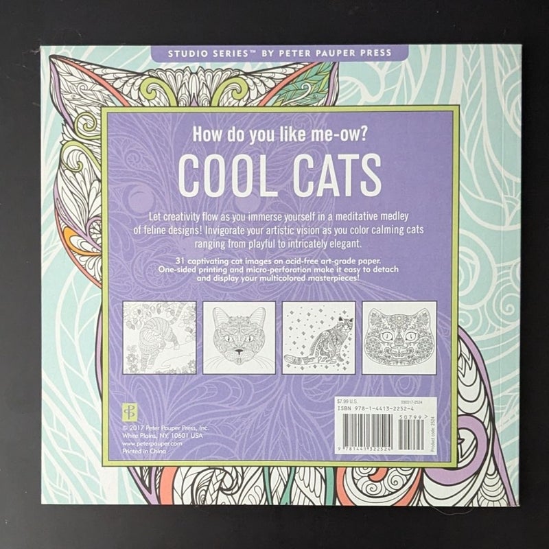 Cool Cats Adult Coloring Book (31 Stress-Relieving Designs)