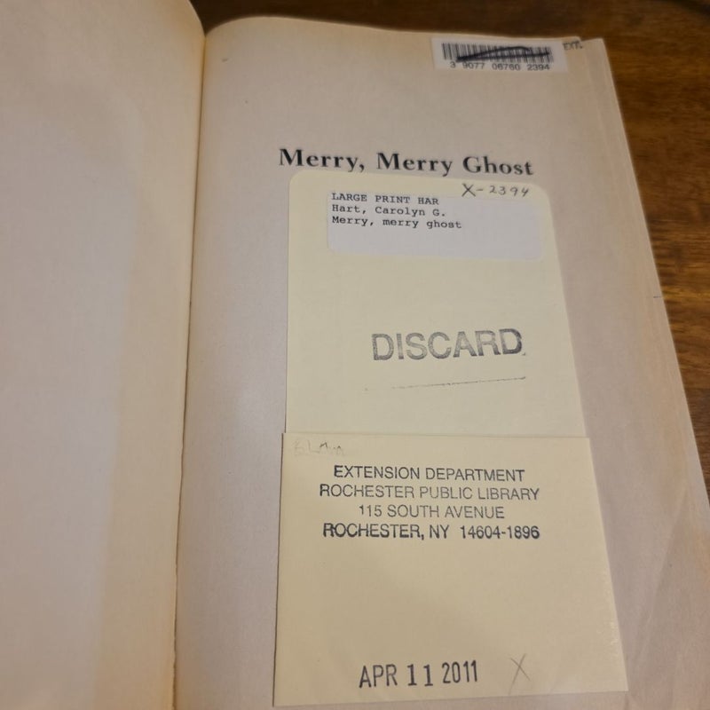 *Signed by Author* LARGE PRINT Merry, Merry Ghost-Bailey Ruth 2 of 10 (ex-library)