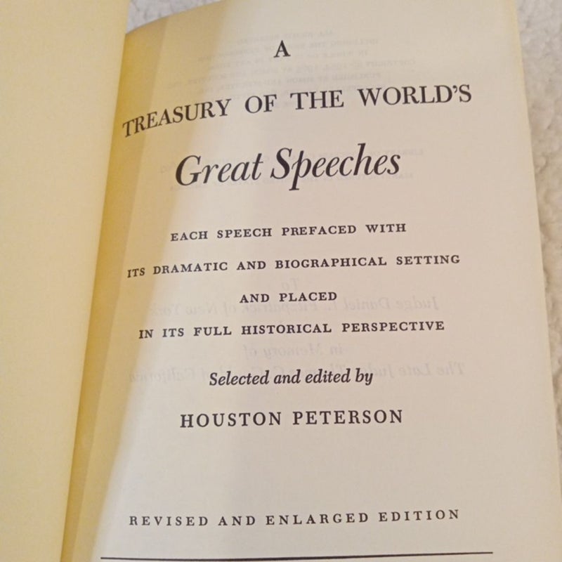 A Treasury of the World's Great Speeches (Antique 1954/1965)