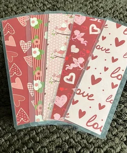 New 5 bookmarks valentines Cupid hearts birds 
