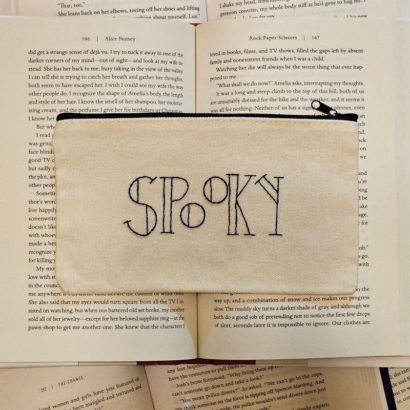 Hand Embroidered Bookish Pouch