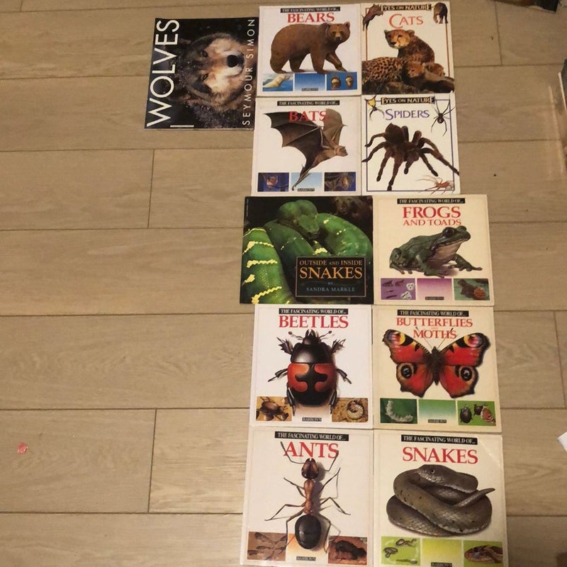 A collection of books related to nature
